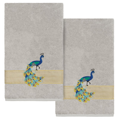 PENELOPE 2PC Embellished Bath Towel Set Midweight Bath Towel