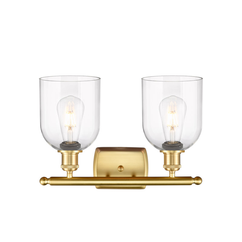 Éclairage pour meuble-lavabo à 2 lumières à intensité variable Allysson, Or satiné, Transparent