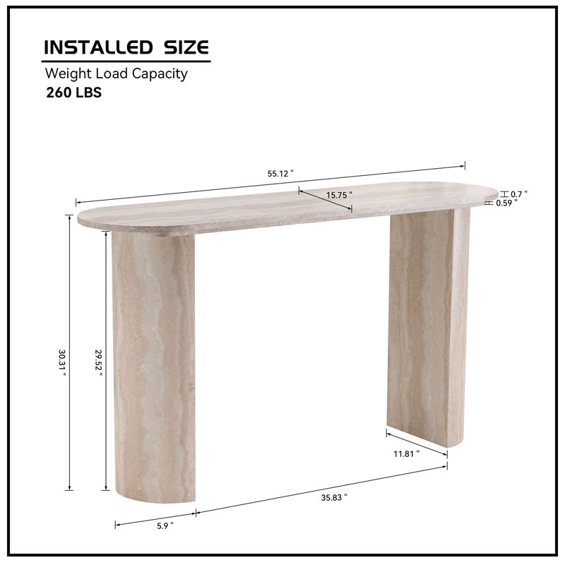 Sylph Narrow Console Table Entryway Table With Curved Legs
