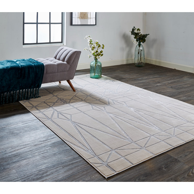 Tapis ivoire tissé à la main Cathelijne, Rectangle 9 pi 2 po x 12 pi