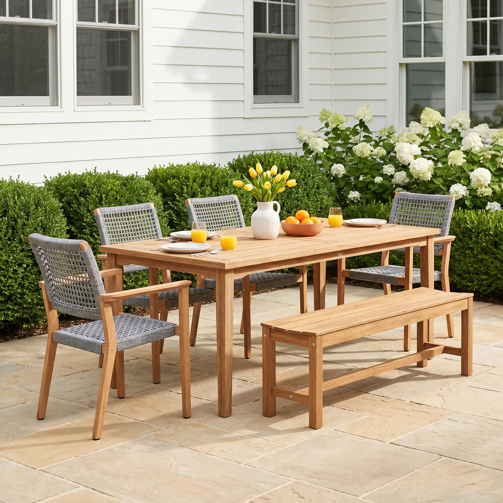 Fleur 76" Eucalyptus Patio Dining Set