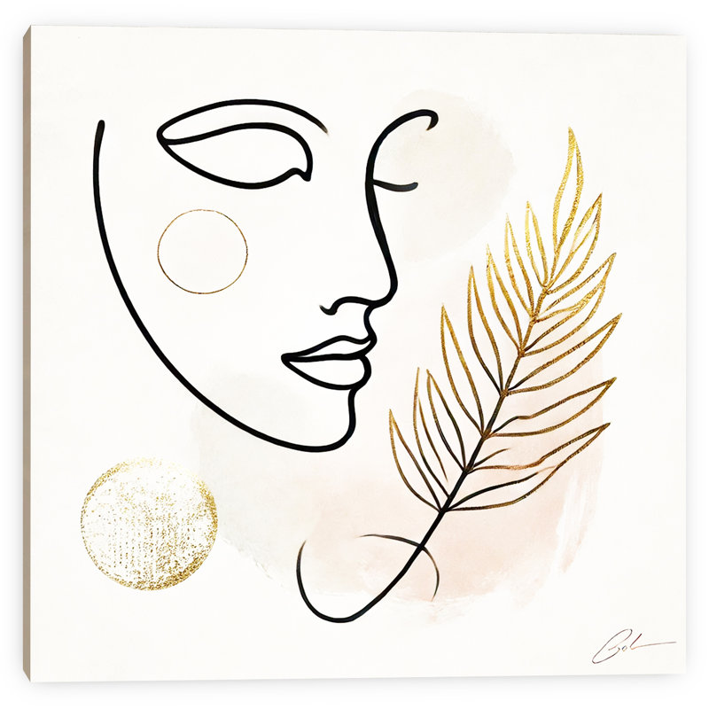 Golden Grace - art mural minimaliste sur toile tendue, H 30 po x l 30 po
