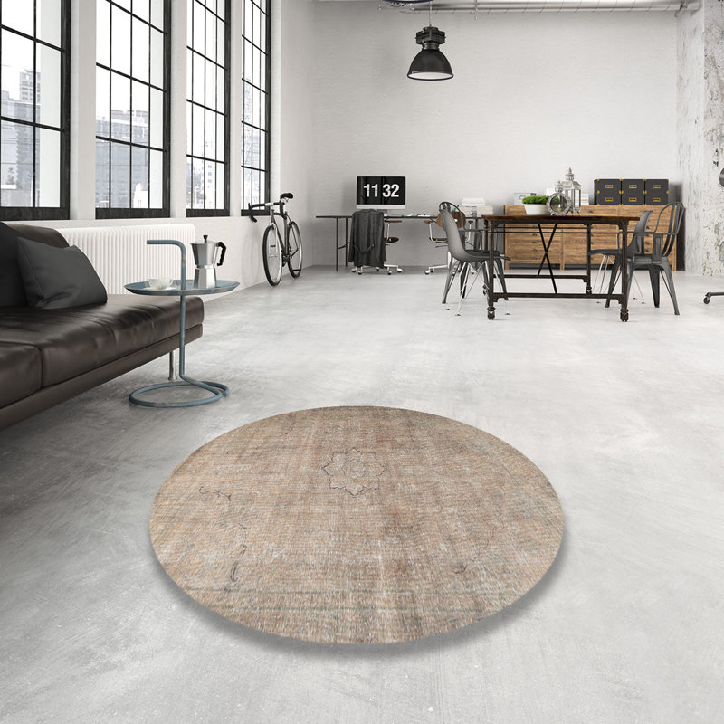 Tapis oriental brun clair / gris, Rond 6 pi