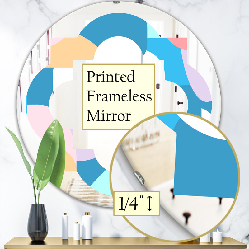 Miroir mural sans cadre quadrilobe géométrique abstrait ii éclectique, H 31,5 po x l po