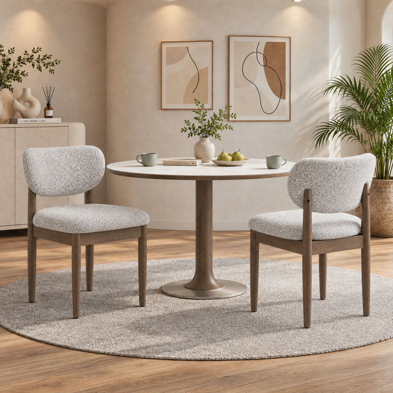 48 cm H Upholstered Chenille Dining Chair, Khaki