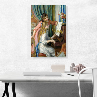 Deux jeunes filles au piano, 1892 par Pierre-Auguste Renoir, reproduction d'art sur toile tendue