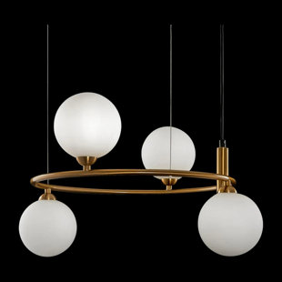 Luminaire suspendu 4 lumières Opalite Gold