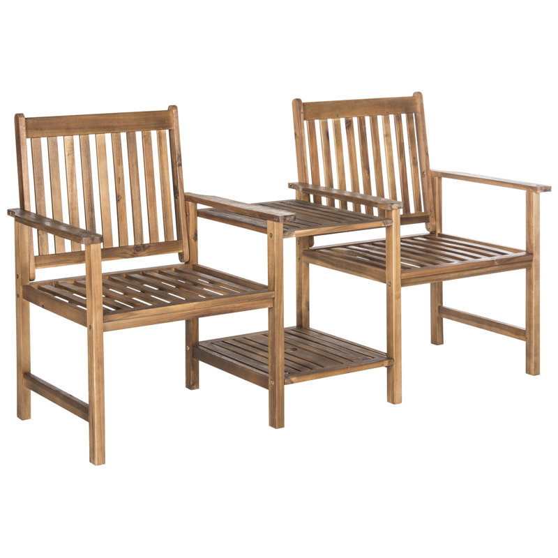 Outdoor Aanchal Wooden Love Seat, Teak Brown