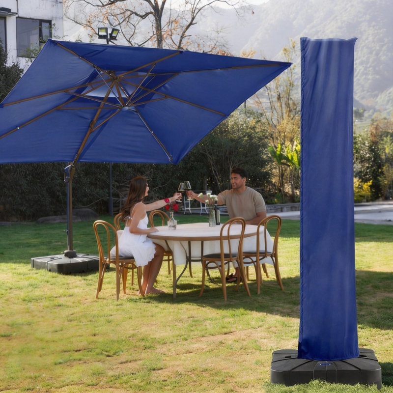 Patio Umbrella Cover for 9-13 Ft Cantilever Umbrellas, Water Resistant Replacement Cover with Zipper and Rod, Navy