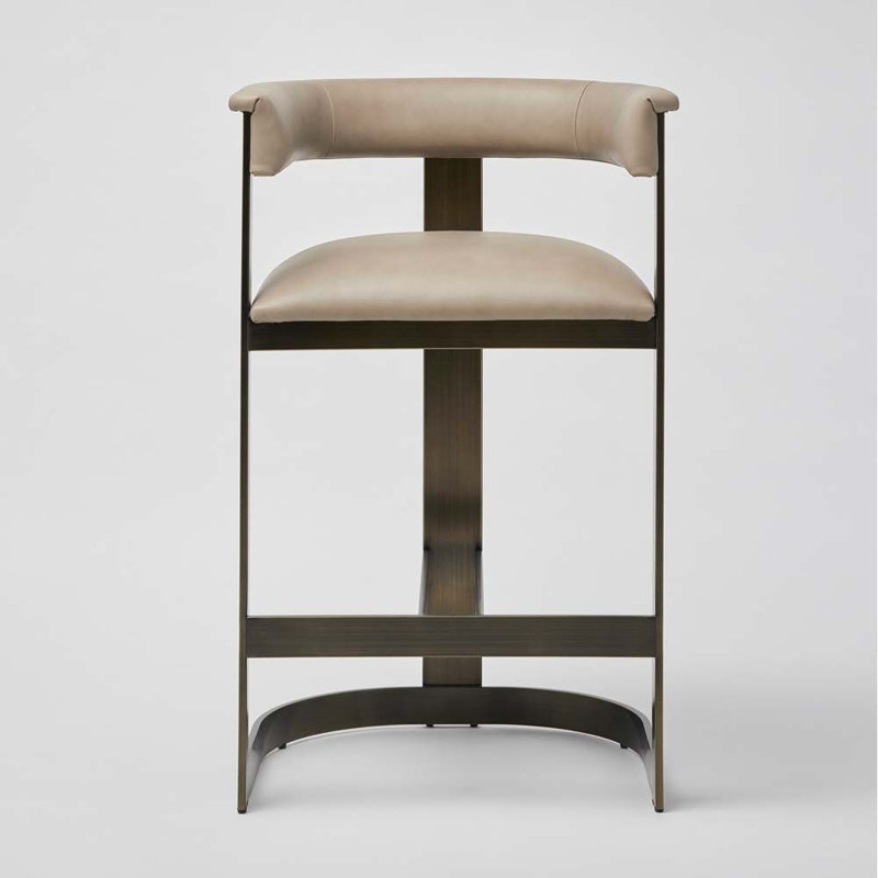 Darcy Upholstered Bar Stool, Antique Bronze/Fawn Taupe, Counter Stool (27" Seat Height)