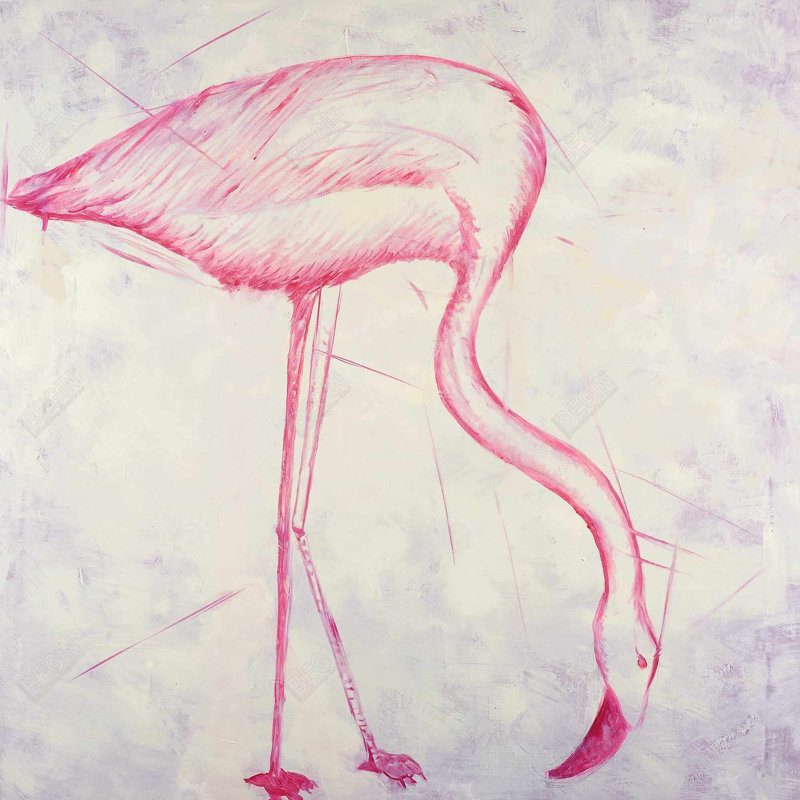 Croquis de flamant rose - toile illustrative avec animaux