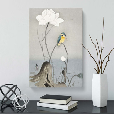 Kingfisher with Lotus Flower by Ohara Koson - Wrapped Canvas
