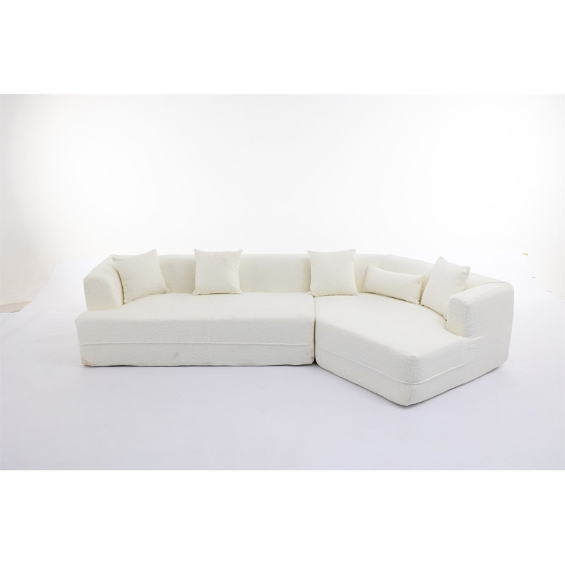Elijus Upholstered Sectional, Creamy White Fabric