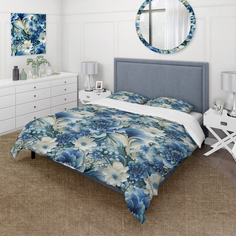 Coastal Breeze Paisley Pattern I Paisley Duvet Cover, Queen Duvet Cover + 2 Standard Shams