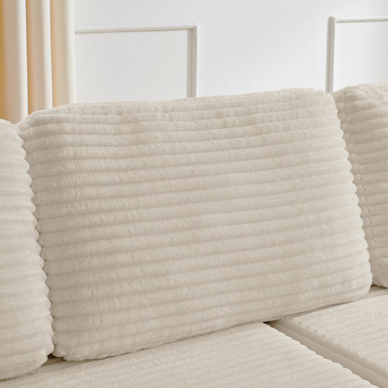 Right Sofa Seat,L Shape Modular Sectional Sofa, Compressed Sectional Sofa Modern Minimalist Style Corduroy Couch,Unfold Into A Bed, Bedroom, Comfy Compressed Sofa Couch Space-Efficient Design
