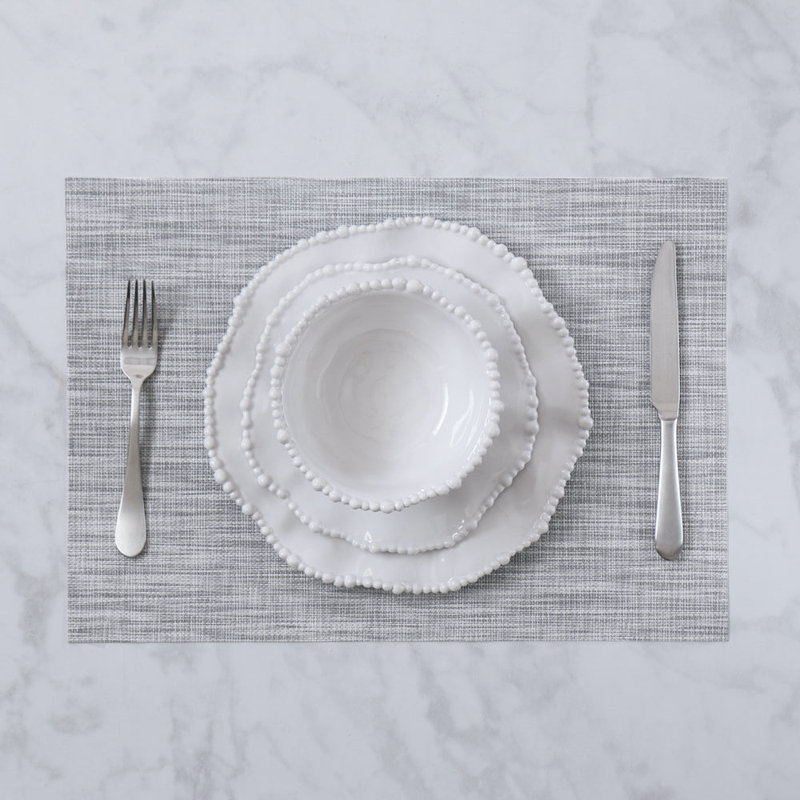 Grey Woven Vinyl Rectangular Placemat Set of 4