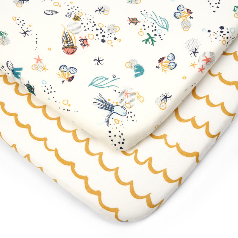 Tutti Bambini CoZee Bedside Crib Fitted Sheets 2pk - Our Planet