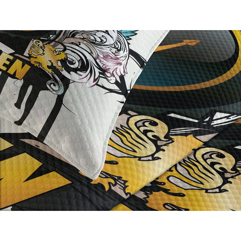 Ambesonne Queen Bedspread Set 3 Pcs Arms Shield Design Queen Multicolor