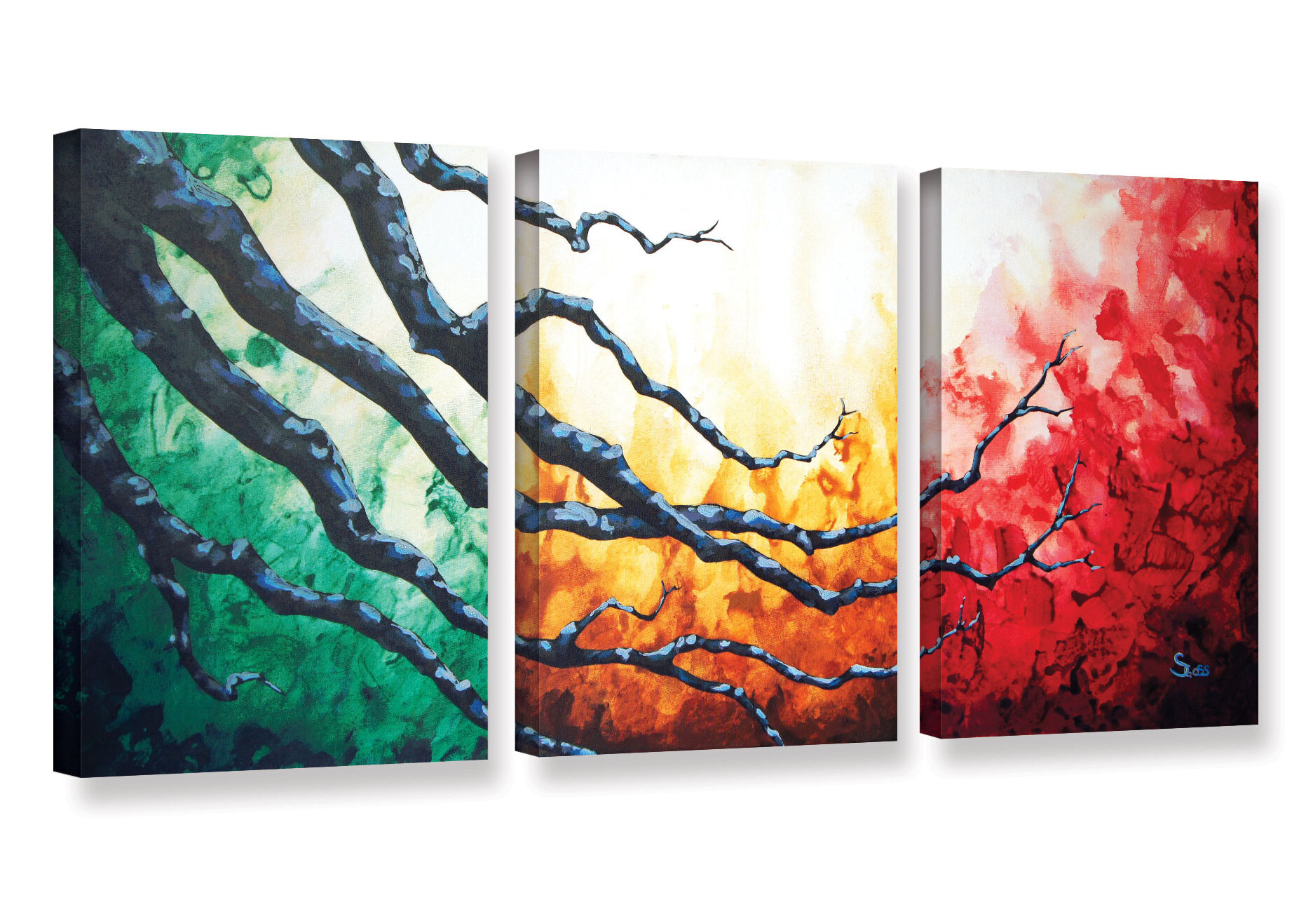 Latitude Run® 'Higher' 3 Piece Painting Print on Wrapped Canvas Set