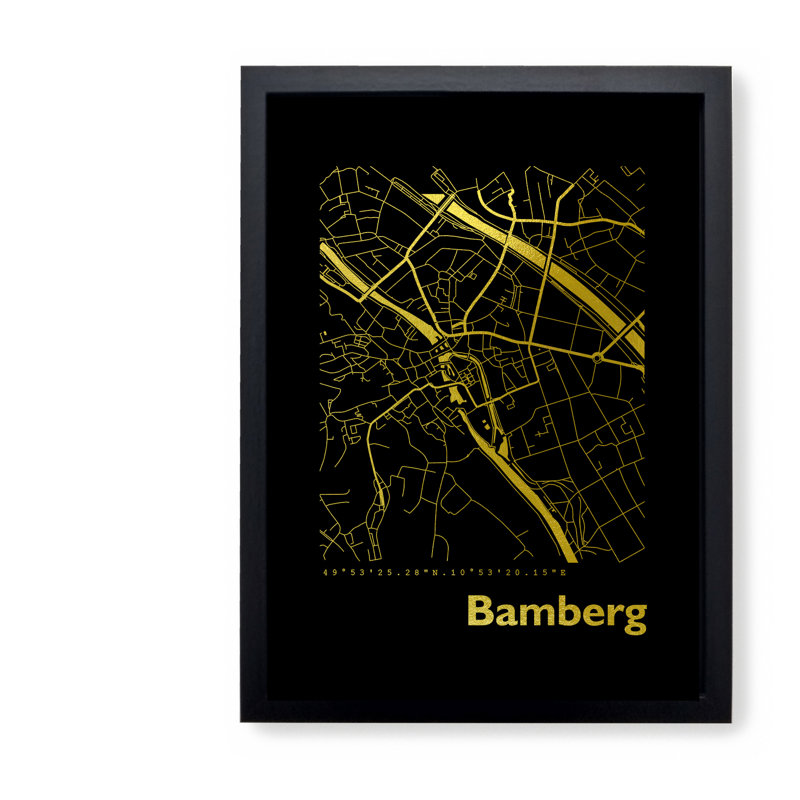 Bamberg Map - Single Picture Frame Print, 42.5cm H x 32.5cm W x 3.5cm D