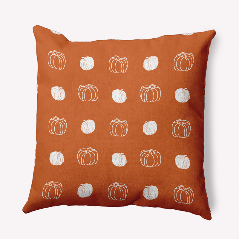 Coussin décoratif intérieur / extérieur Pumpkin, H 20 po x l 20 po, Carré, Poussière d'orange