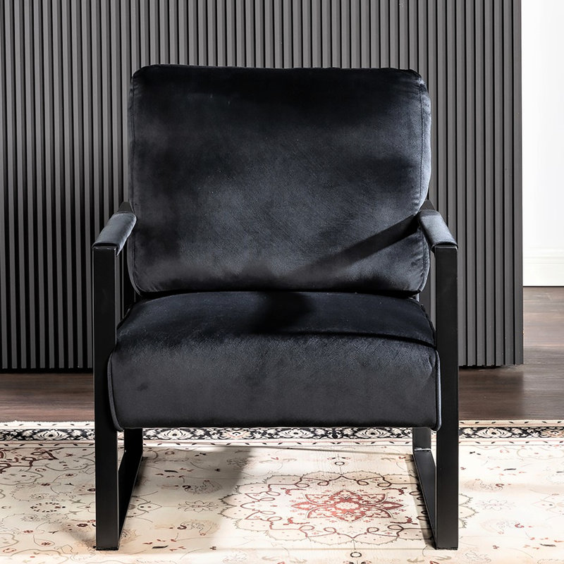 Chaise avec accoudoirs en microfibre Camel, Noir