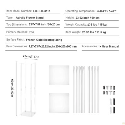 10 PCS de 23,6 pouces de hauteur, mariage avec stratifié acrylique, support de centre de table en forme de colonne en acrylique, support floral pour la réception des événements en T, décoration de fête