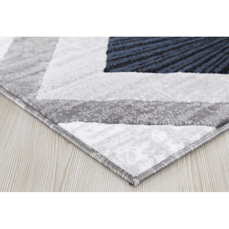 Gris/noir/Tapis décoratif bleu, Rectangle 7 pi 10 po x 10 pi 6 po