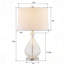 Lampe de table moderne en verre transparent 23 po avec abat-jour en lin blanc et base en nickel poli Belmonte-594645312