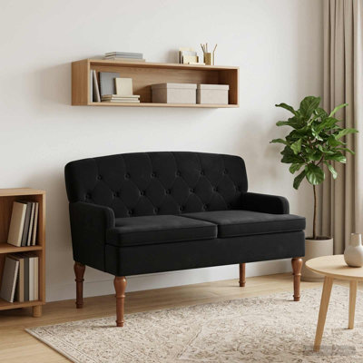  Loveseat with button tufted Dark Grey 43.70 x 25.59 x 31.10 in