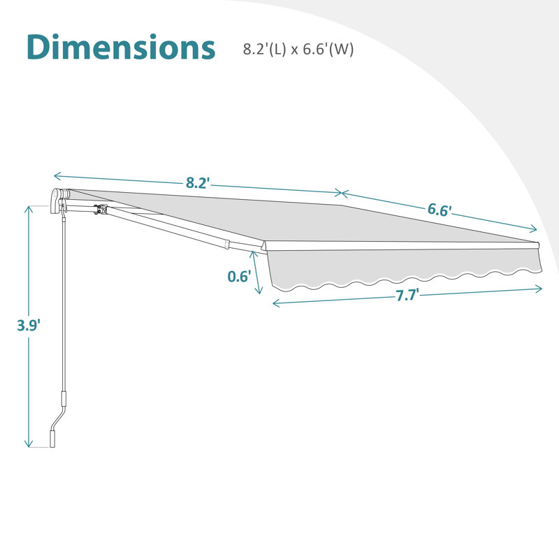 Patio Awning Sunshade Canopy for Manual Retractable Awnings, Green, 137.8" W x 98.4" D