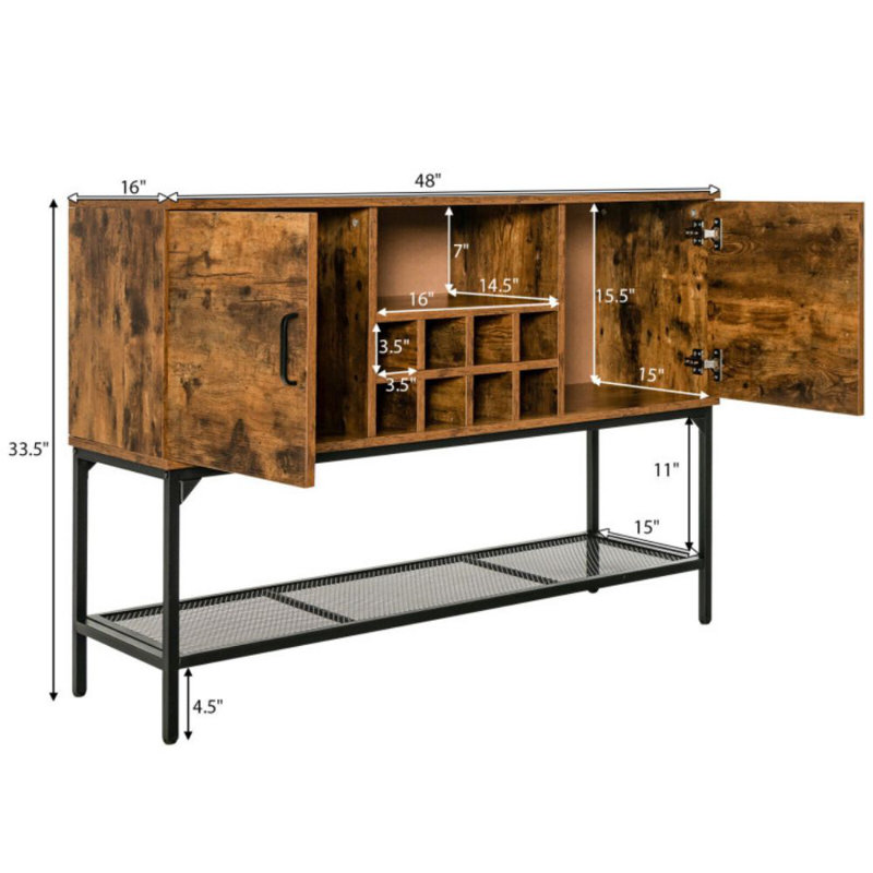 Console industrielle à 2 portes avec porte-bouteilles