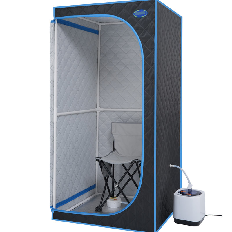 Tente portative noire à vapeur - pleine grandeur pour la détente personnelle. Avec générateur, télécommande, chaise pliable. Installation simple, chauffage rapide. & Ul. Isolation haute performance, imperméable