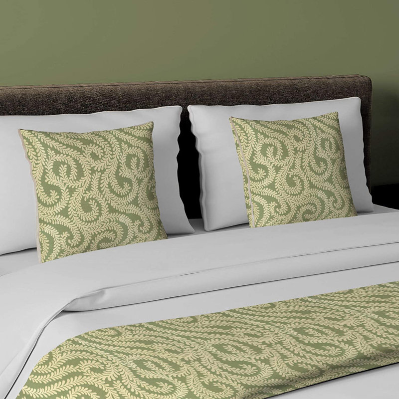 Petya Rayon Geometric Shapes Bedspread, Sage Green