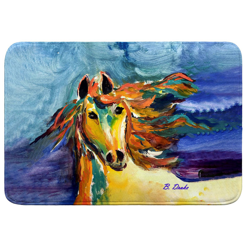 Colorful Horse Bath Mat, 36" L x 24" W