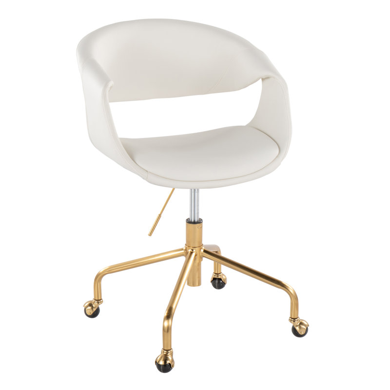 Arshad Upholstered 4-Star Task Chair, Gold, White