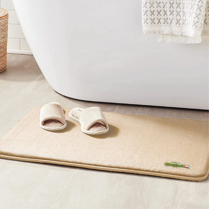 Lacoste Croc Legend 19x30 Memory Foam Non-Slip Bath Rug, Sand