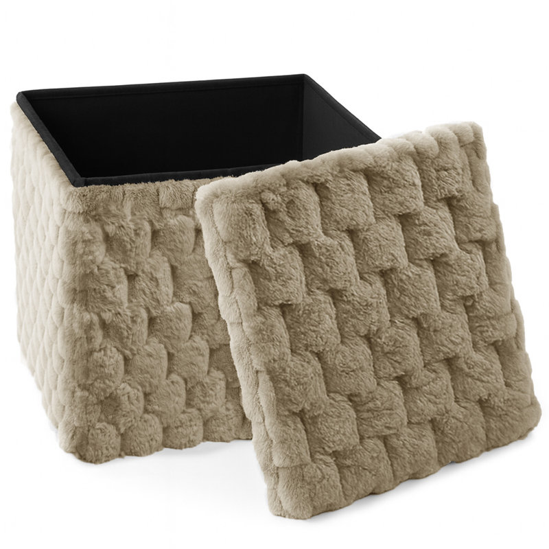 Contemporary Practical Plush Popcorn Storage Box - 38 x 38, Beige