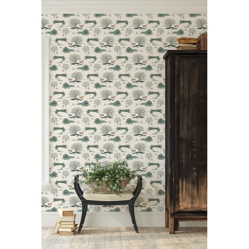 Countryside Toile - Danielle Demers Studio Licensed Design, Cream/Green/Beige