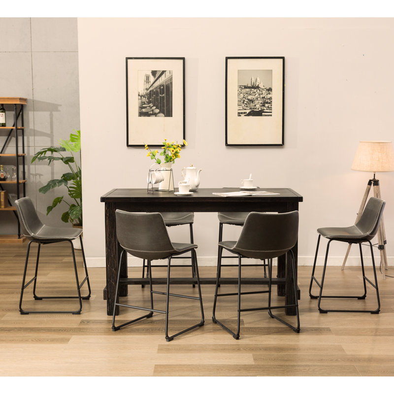 7-Piece Counter Height Dining Set: Table And 6 Chairs, 7, Gray
