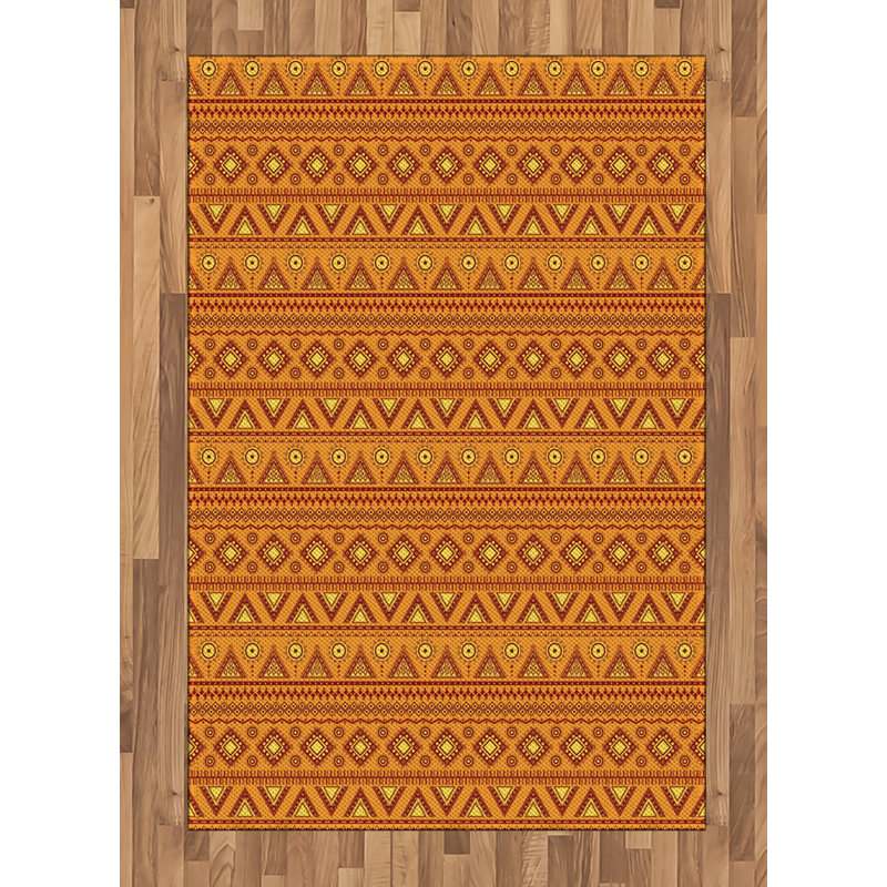 Tapis décoratif orange à haute densité de fibres longues en polyester, Rectangle— 4 pi x 5 pi 8 po