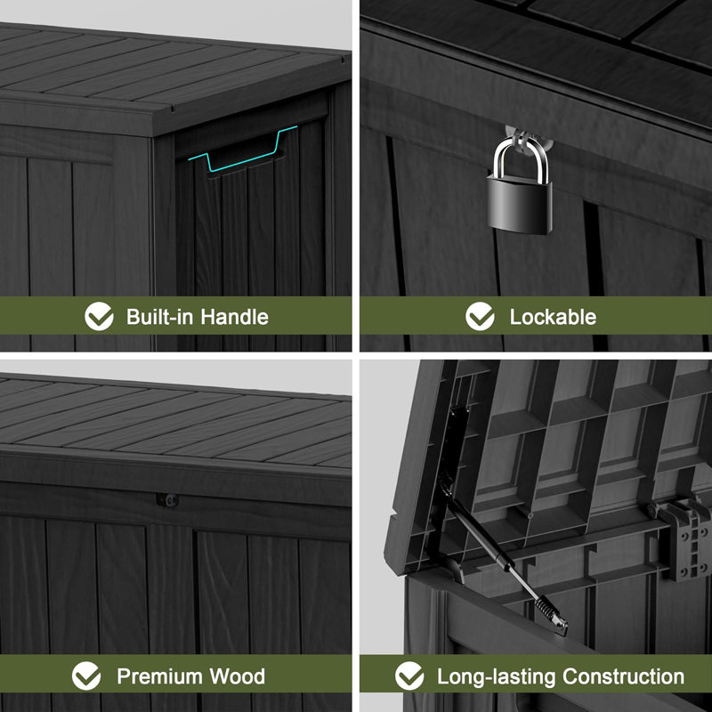 Black 120 Gallon Lockable Resin Outdoor Deck Box