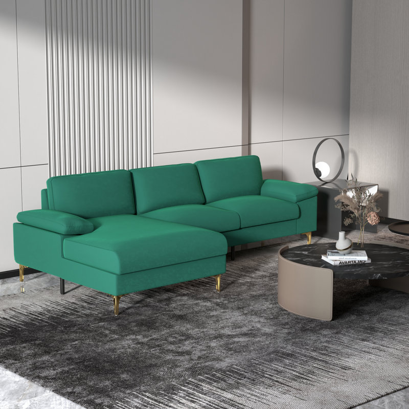 Macaro 103"L Upholstered Sofa, Green Cotton