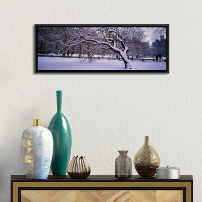 Des arbres panoramiques recouverts de neige dans un parc, central park, new york city, new york state, reproduction de photo sur toile tendue