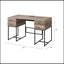 Bureau rustique en chêne et finition noire avec port USB