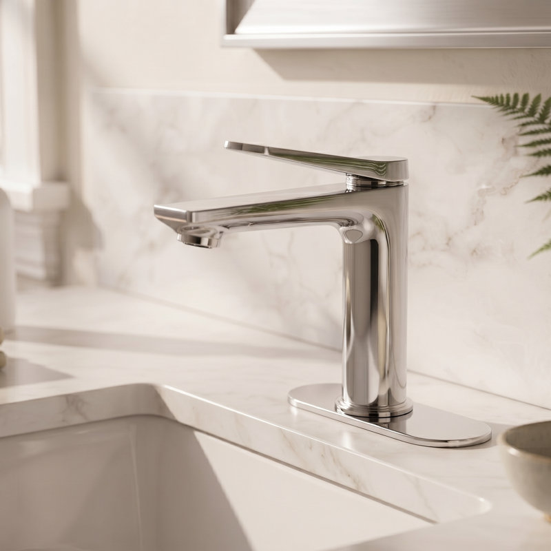 BRAVAT® Single Handle Bathroom Faucet with 6 in. Deck Plate, 1 or 3 Hole, WaterSense 1.2 GPM flow, NEOPERL® aerator, Drip-free cartridge, cUPC, NSF372/61, CEC, DOE Certified, Eon-Chrome
