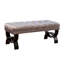 Luxueux repose-pieds capitonné classique avec coutures en losanges et pieds semi-circulaires modernes pour une décoration intérieure élégante-1324451853