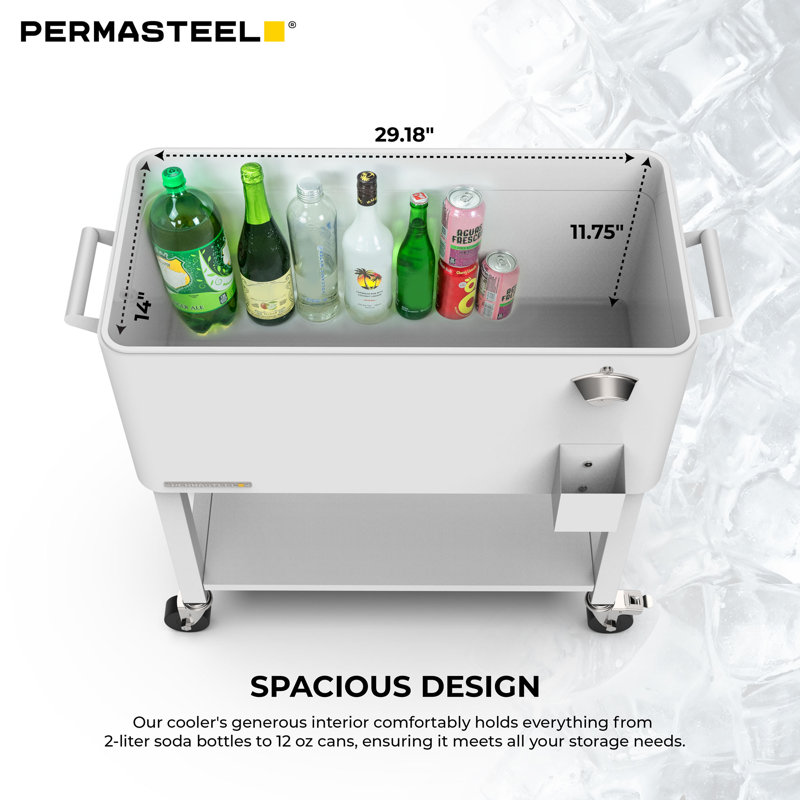 Permasteel 80-Qt Outdoor Patio Cooler with Removable Basin, White