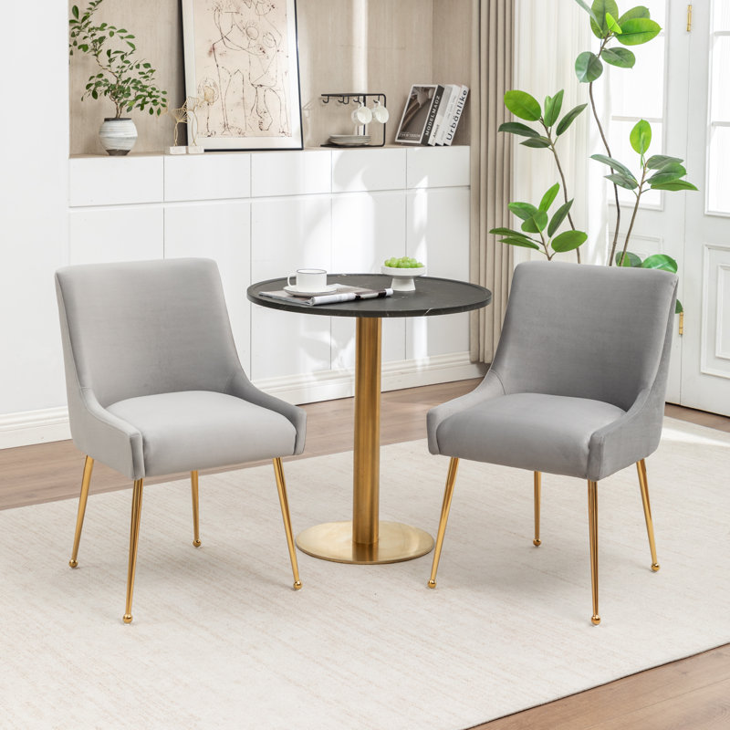 Waltrudis 19.7 " H Upholstered Side Chair, Velvet Gray