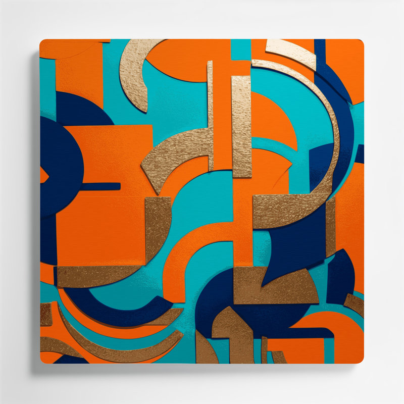 Abstrait, formes 49, art mural en métal brun, H 16 po x l 16 po